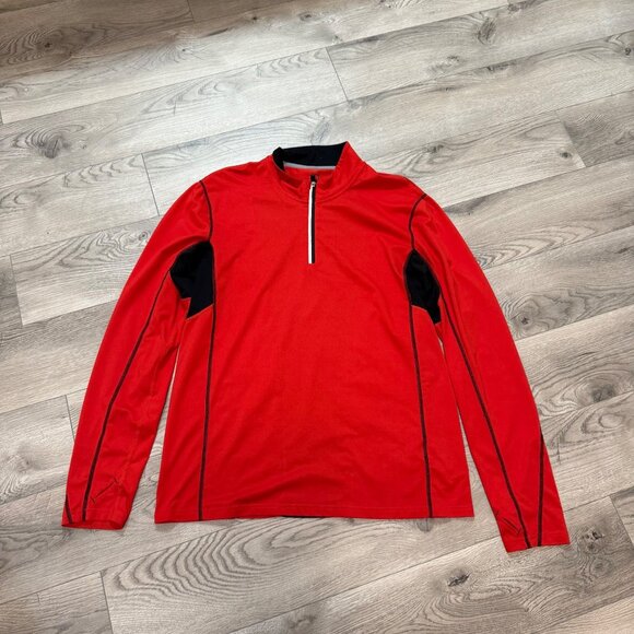 ID Ideology Colorblock Performance Shirt Size L Red Black Long Sleeve Athleisure - Picture 14 of 16